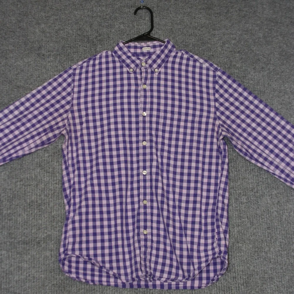 J‎ Crew Shirt Mens M Purple Pink Tailored Fit Gingham Button Down Smart Slim Fit